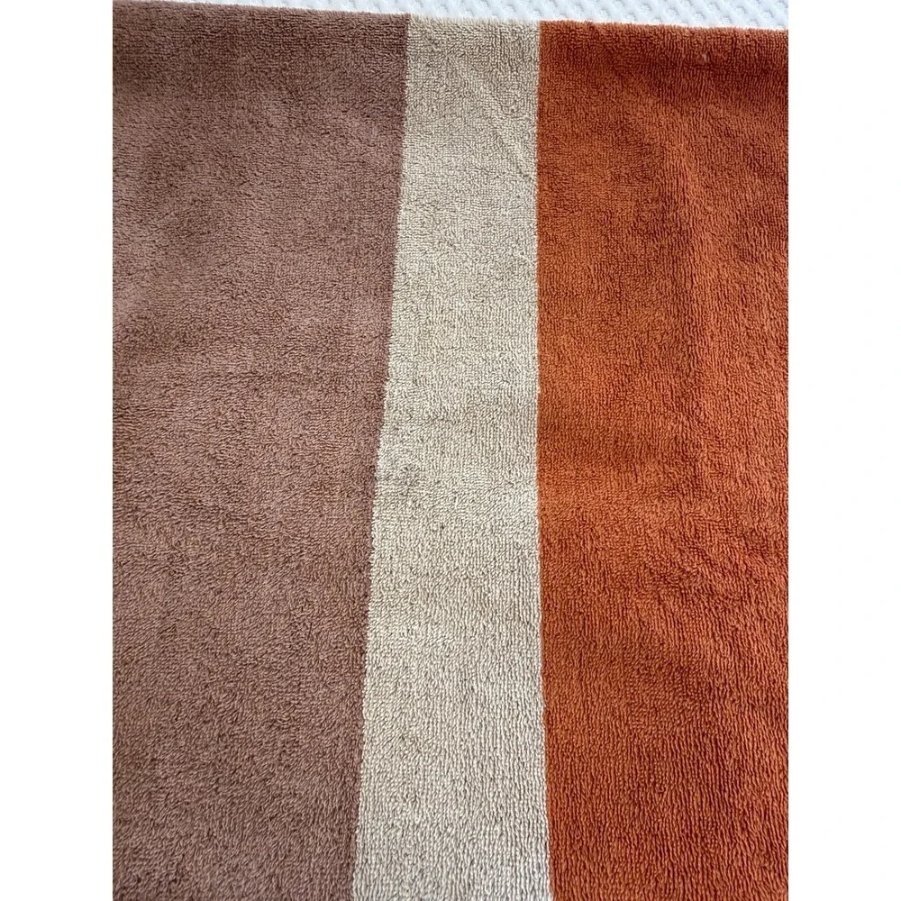 Vintage JCPenney Bath Towel Replacement Brown Tan Burnt Orange Stripe Retro